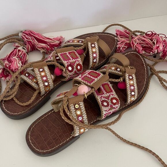 Sam Edelman Gretchen Boho Gladiator Flat Sandals Size 10 - Picture 1 of 6